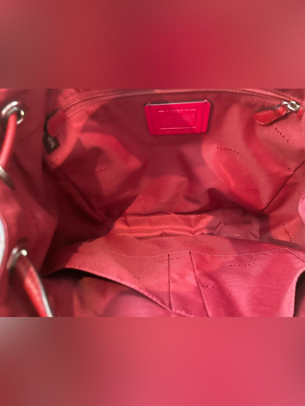 Coach EUC Red Pebble Leather Turnlock Backpack with stud pocket detail. ♥️ - Picture 15 of 16